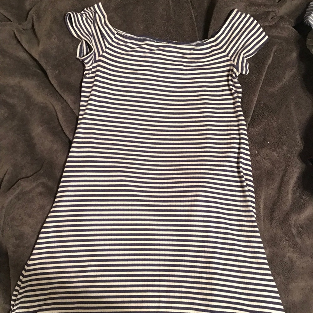 Striped thigh length dress